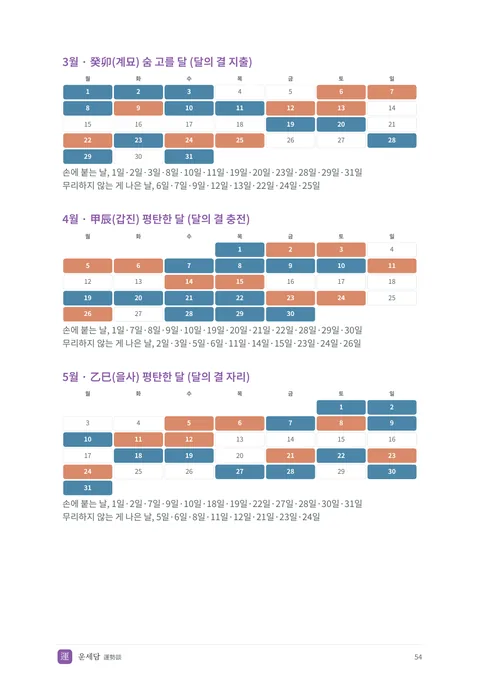 견본 PDF 날짜 달력 쪽